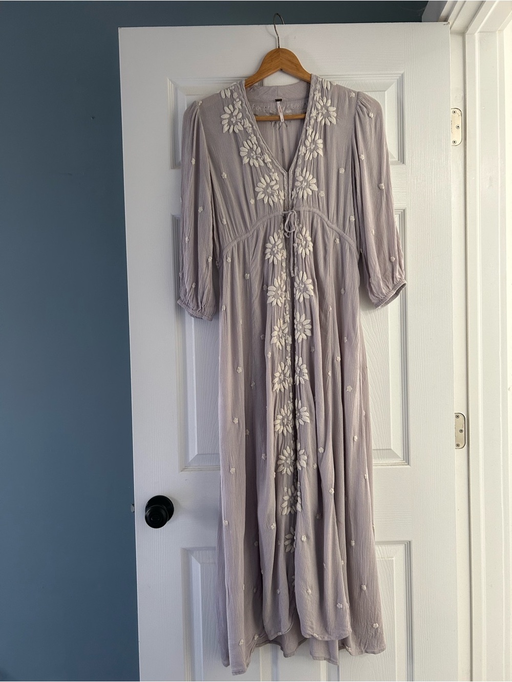 Free People Embroidered Fable Midi Dress Lilac Small (Bump Friendly)